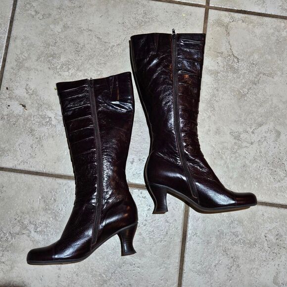 vintage whimsigoth cottagecore dark brown leather miz mooz astor boots - Picture 3 of 8